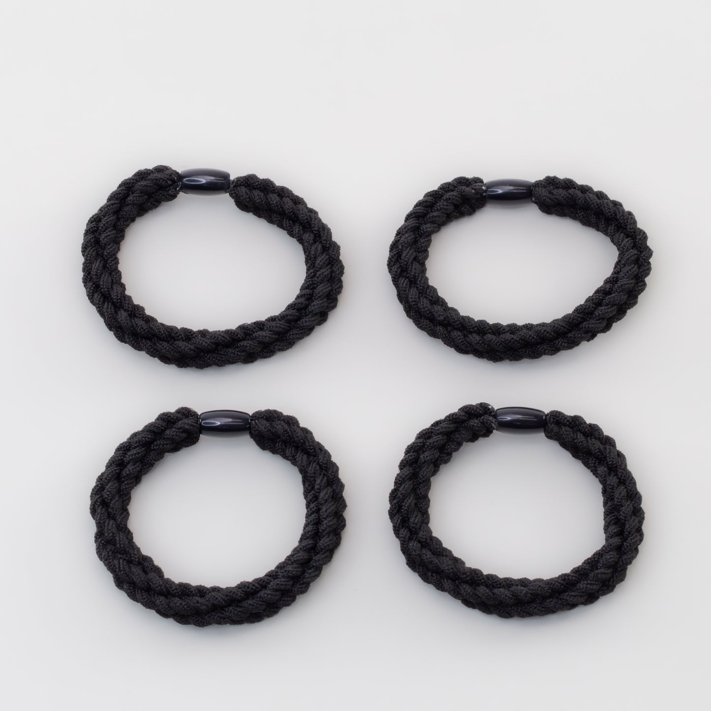 Elastice de păr cu textură răsucită, grosime 1 cm, set 4 buc - Negru