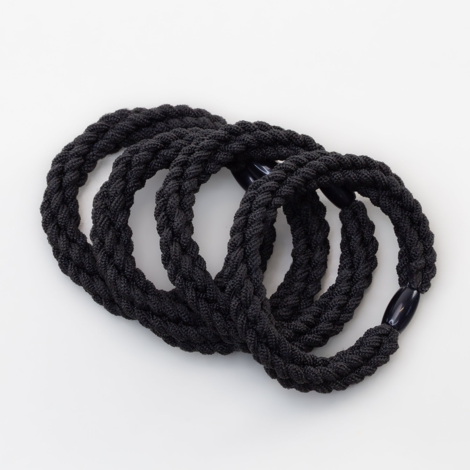 Elastice de păr cu textură răsucită, grosime 1 cm, set 4 buc - Negru