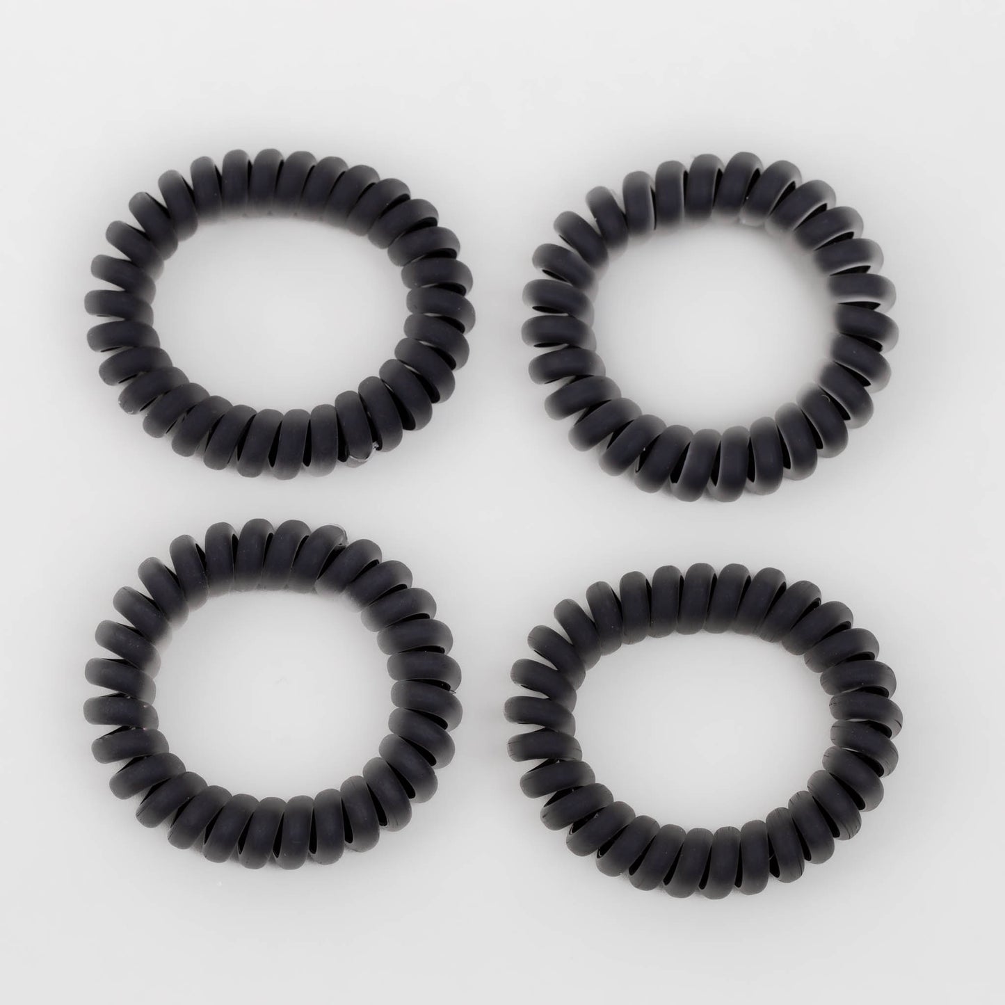 Elastice de păr din silicon cu textură mată, grosime 1 cm, set 4 buc - Negru