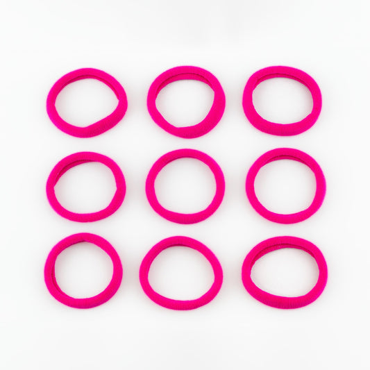 Elastice de păr simple și rezistente, grosime 1 cm, set 9 buc - Roz Fucsia