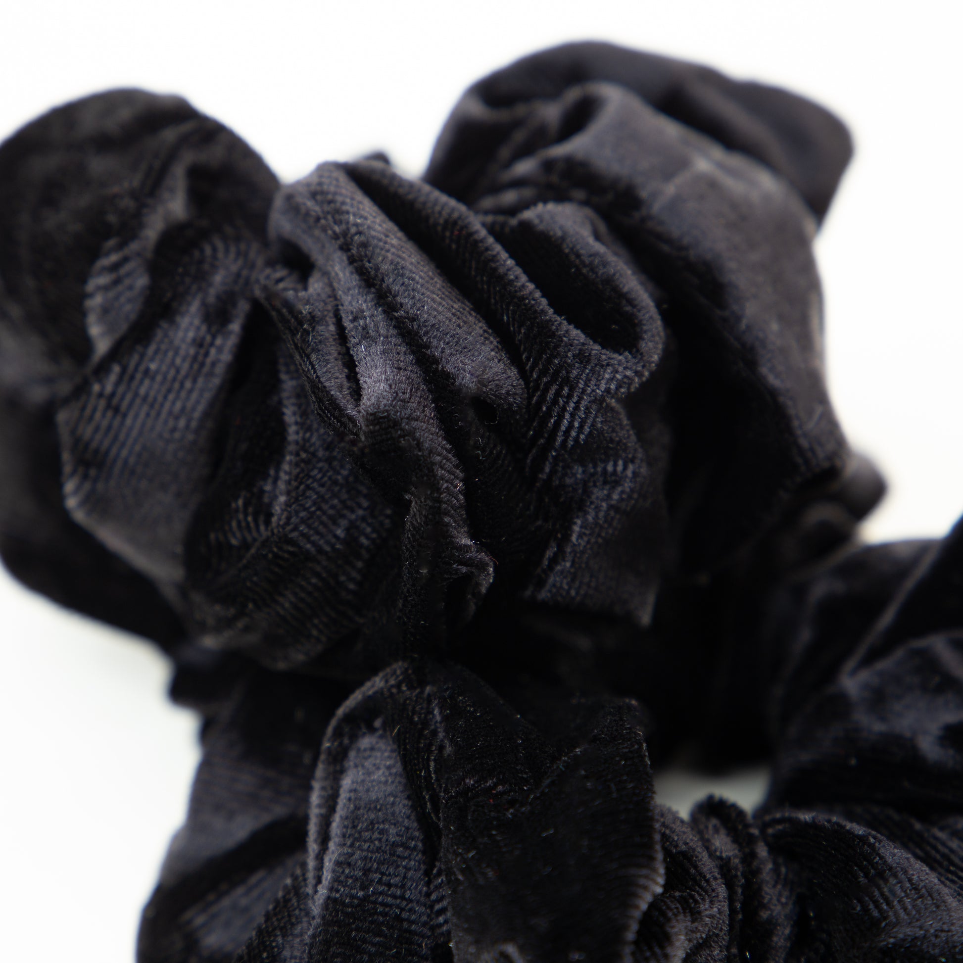 Elastice de păr tip scrunchie cu textură catifelată, grosime 5 cm, set 2 buc - Negru