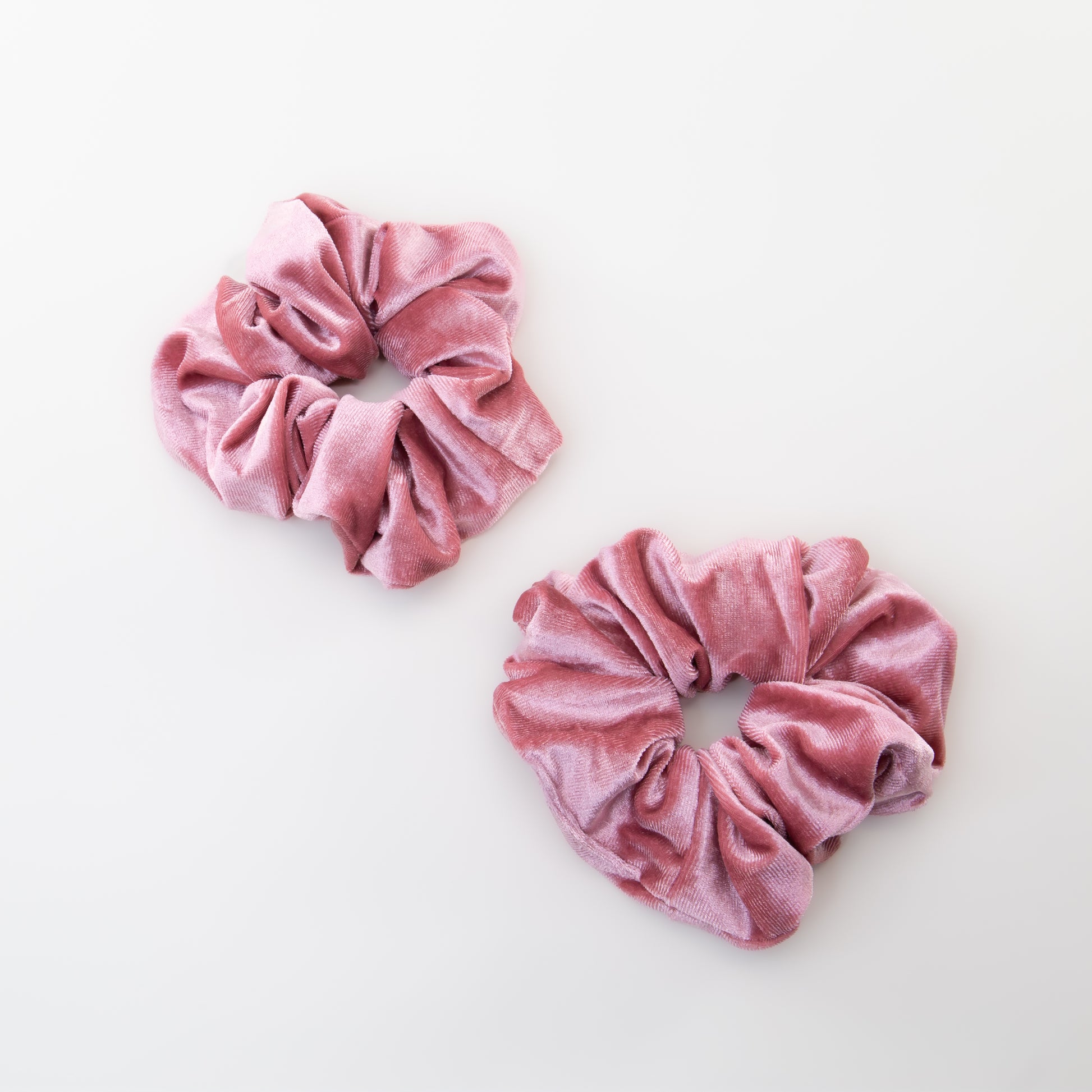 Elastice de păr tip scrunchie cu textură catifelată, grosime 5 cm, set 2 buc - Roz