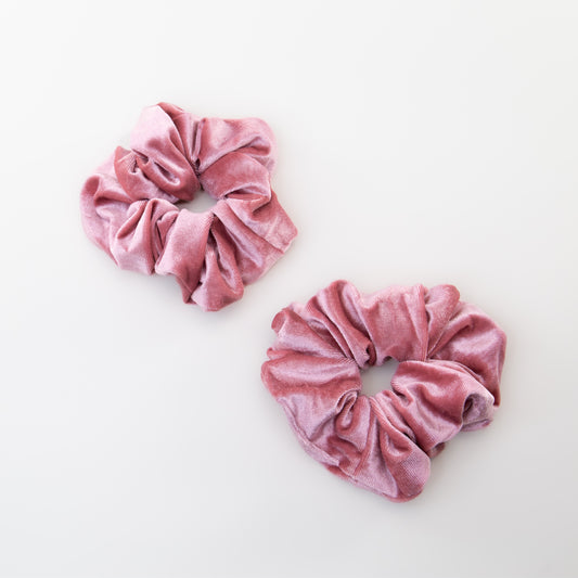 Elastice de păr tip scrunchie cu textură catifelată, grosime 5 cm, set 2 buc - Roz