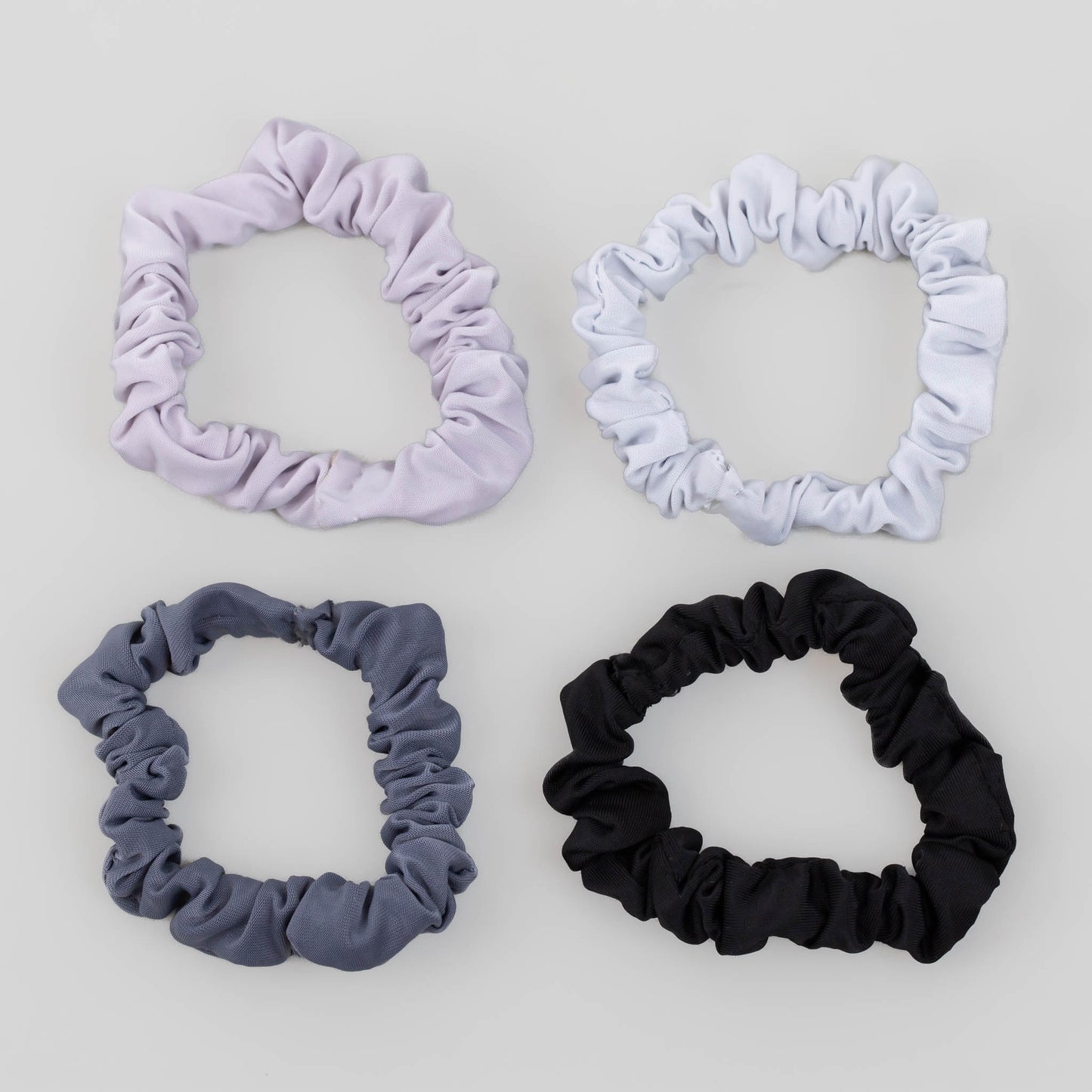 Elastice de păr tip scrunchie cu textură fină din satin, grosime 1,5 cm, set 4 buc - Luxury Mix