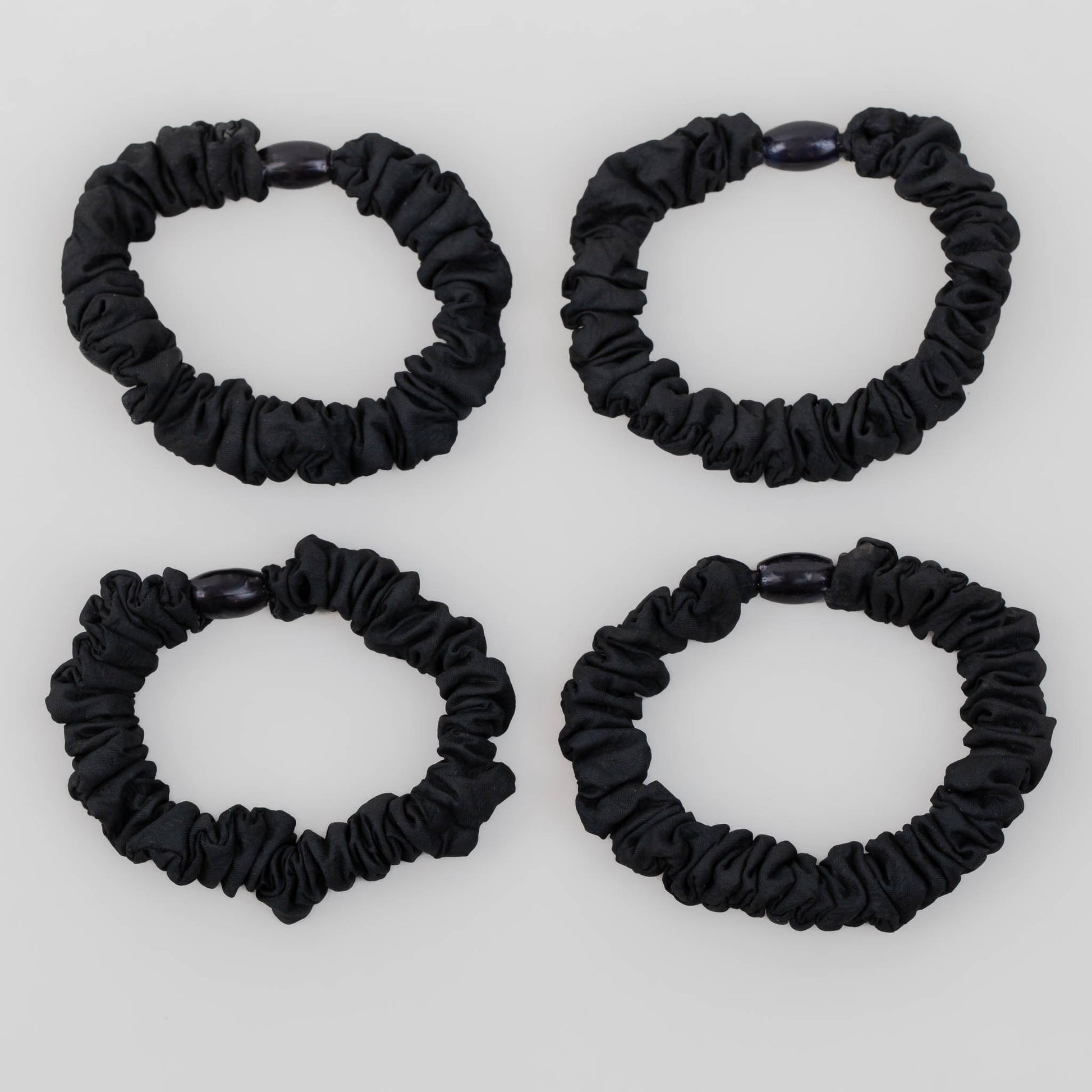 Elastice de păr tip scrunchie cu textură încrețită, grosime 1,5 cm, set 4 buc - Negru