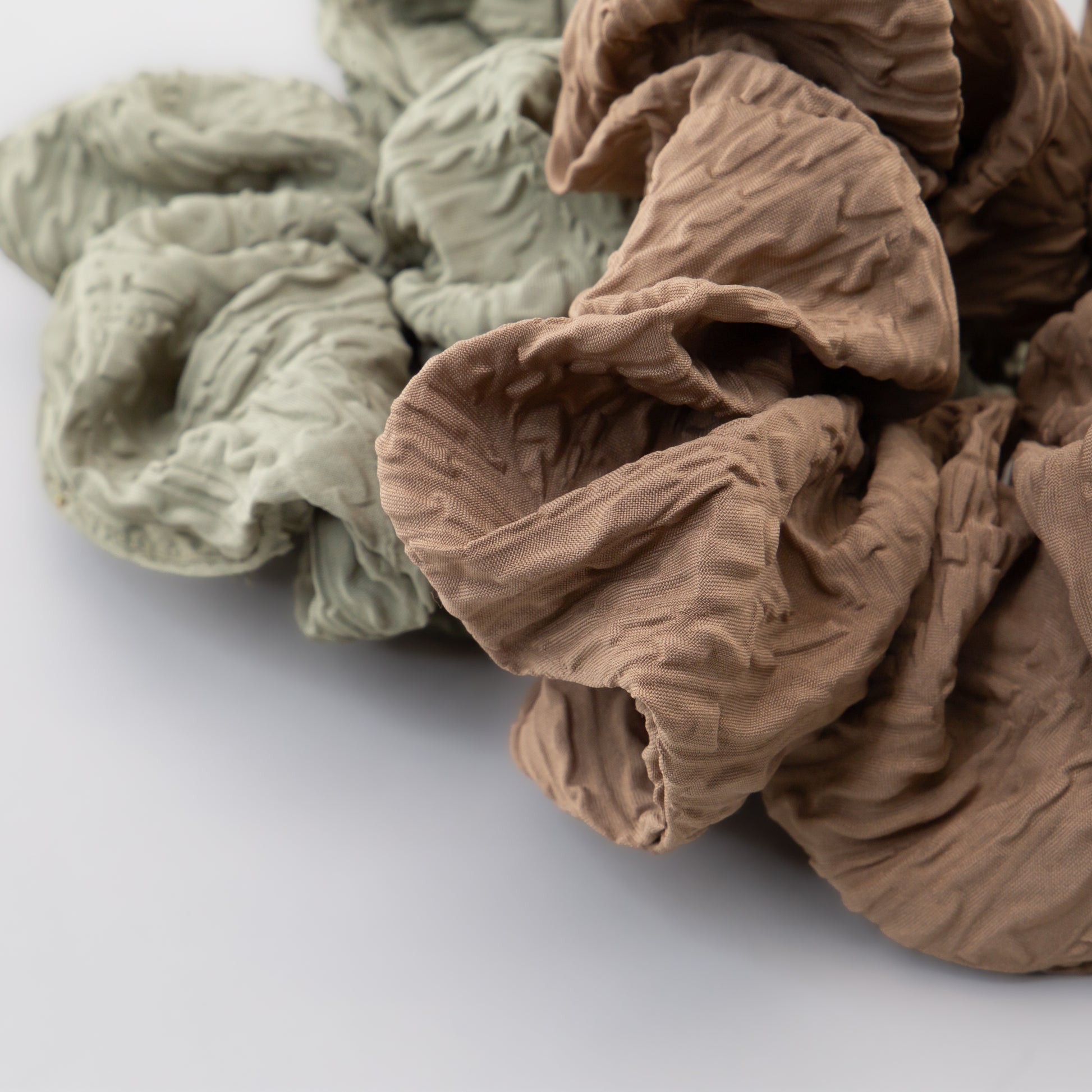 Elastice de păr tip scrunchie Earth Tones, grosime 5 cm, set 2 buc - Maro, Verde