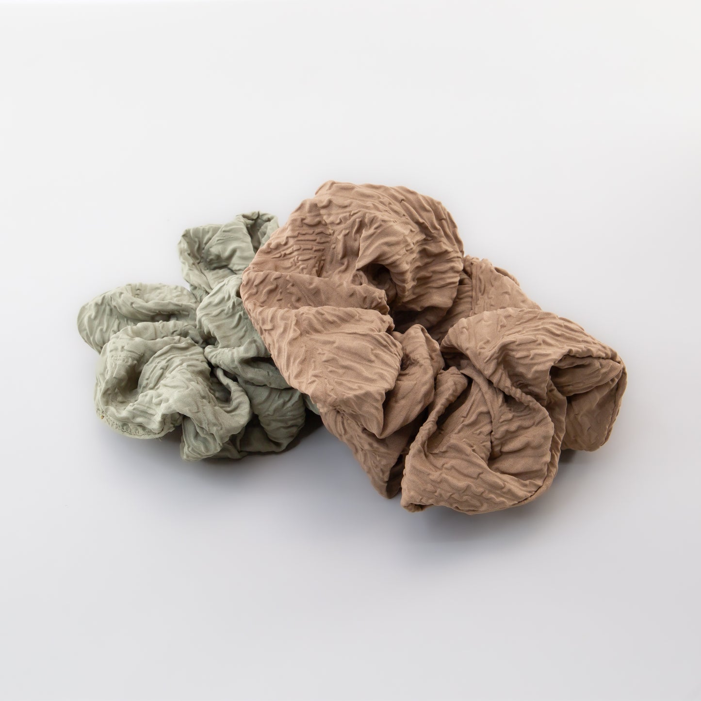 Elastice de păr tip scrunchie Earth Tones, grosime 5 cm, set 2 buc - Maro, Verde