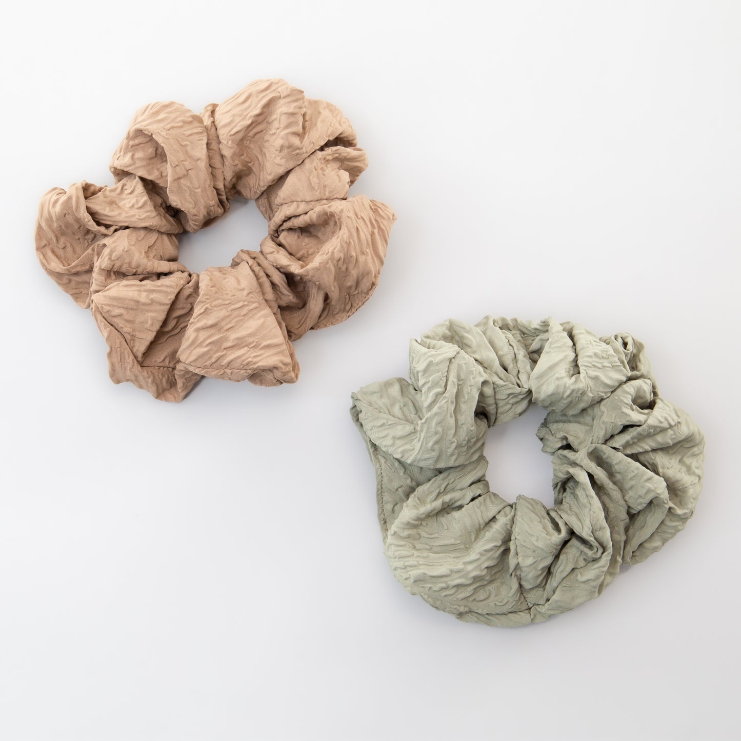 Elastice de păr tip scrunchie Earth Tones, grosime 5 cm, set 2 buc - Maro, Verde
