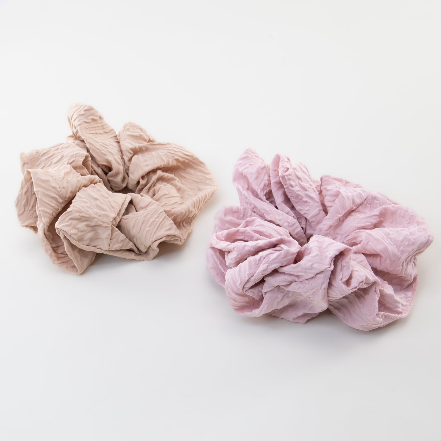 Elastice de păr tip scrunchie Earth Tones, grosime 5 cm, set 2 buc - Roz, Crem