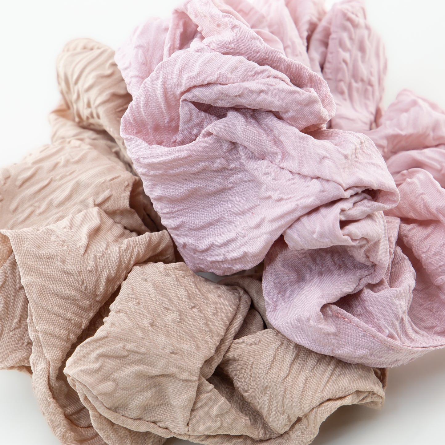 Elastice de păr tip scrunchie Earth Tones, grosime 5 cm, set 2 buc - Roz, Crem
