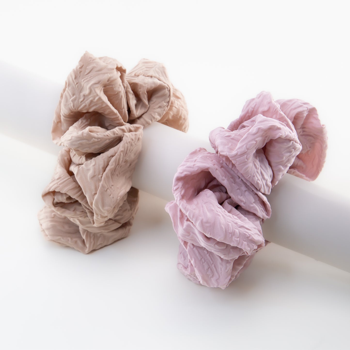 Elastice de păr tip scrunchie Earth Tones, grosime 5 cm, set 2 buc - Roz, Crem