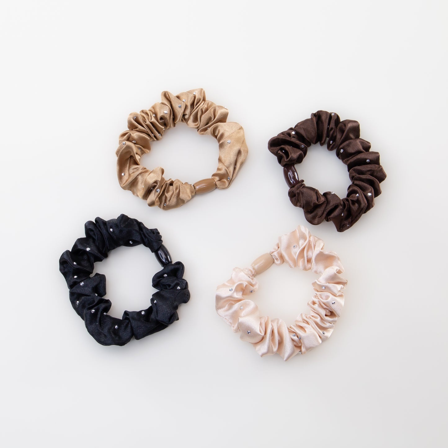 Elastice de păr tip scrunchie Everyday Lux grosime 1 cm, set 4 buc - Maro, Negru
