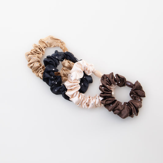Elastice de păr tip scrunchie Everyday Lux grosime 1 cm, set 4 buc - Maro, Negru