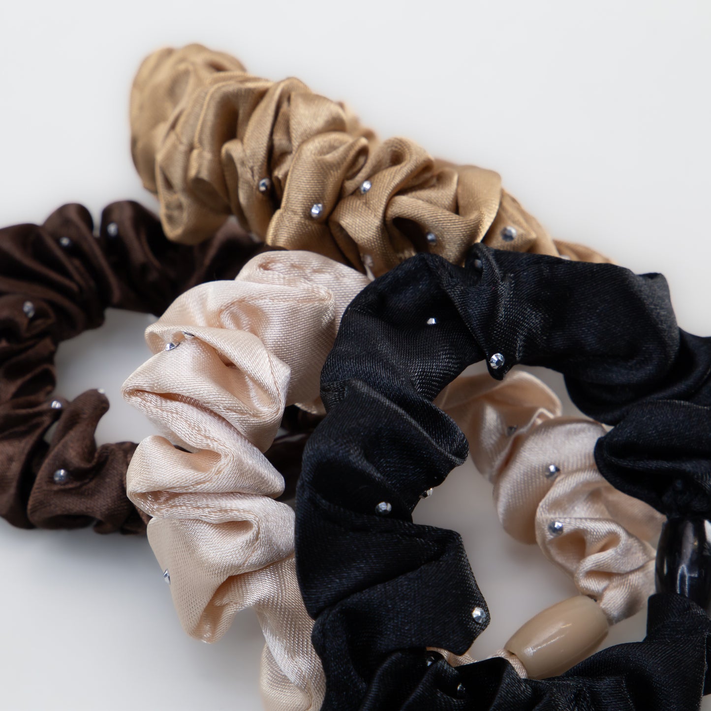 Elastice de păr tip scrunchie Everyday Lux grosime 1 cm, set 4 buc - Maro, Negru