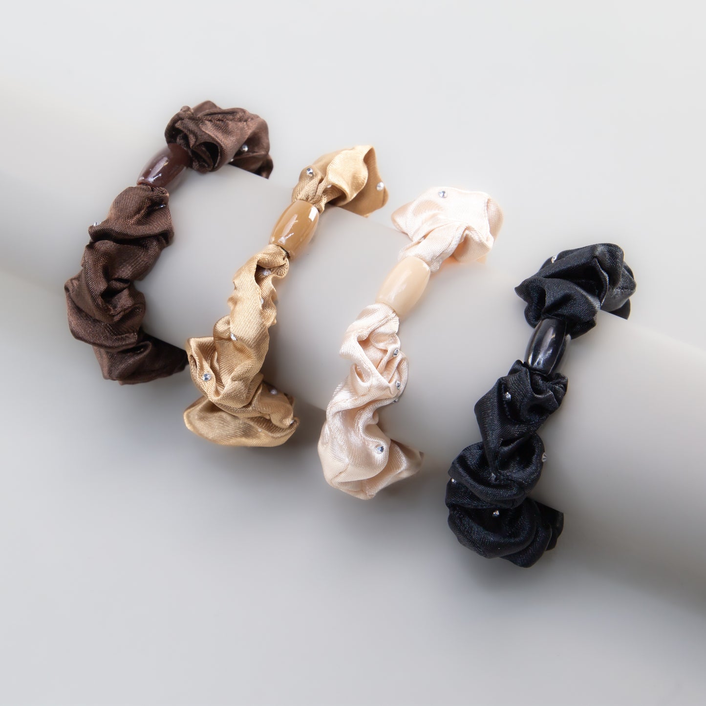 Elastice de păr tip scrunchie Everyday Lux grosime 1 cm, set 4 buc - Maro, Negru