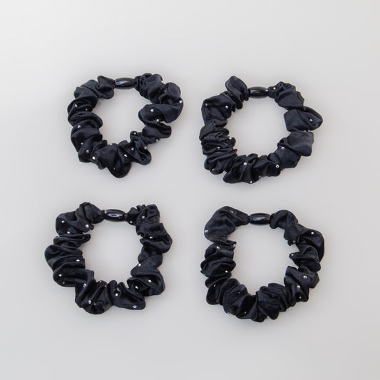 Elastice de păr tip scrunchie Everyday Lux grosime 1 cm, set 4 buc - Negru