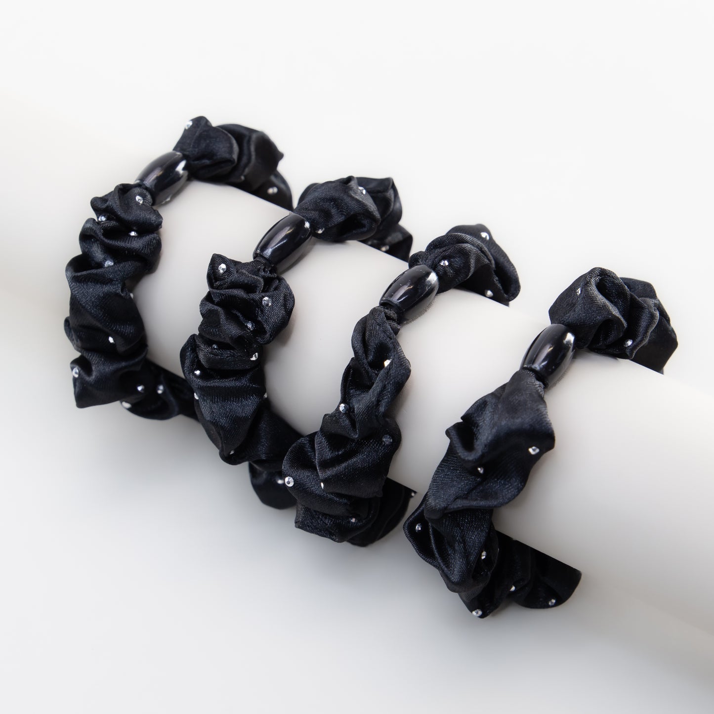 Elastice de păr tip scrunchie Everyday Lux grosime 1 cm, set 4 buc - Negru