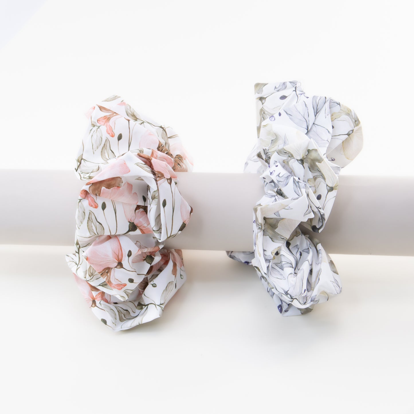 Elastice de păr tip scrunchie Flora, grosime 5 cm, set 2 buc - Galben, Portocaliu