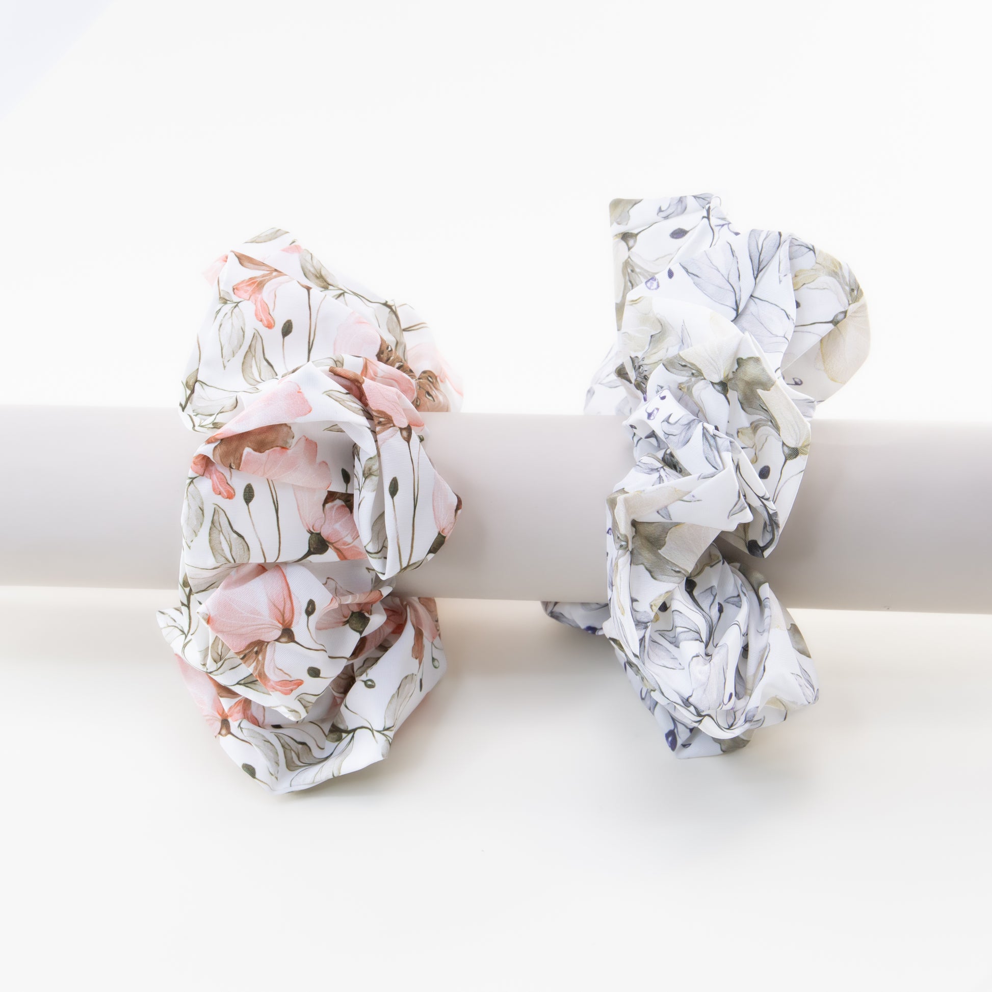 Elastice de păr tip scrunchie Flora, grosime 5 cm, set 2 buc - Galben, Portocaliu