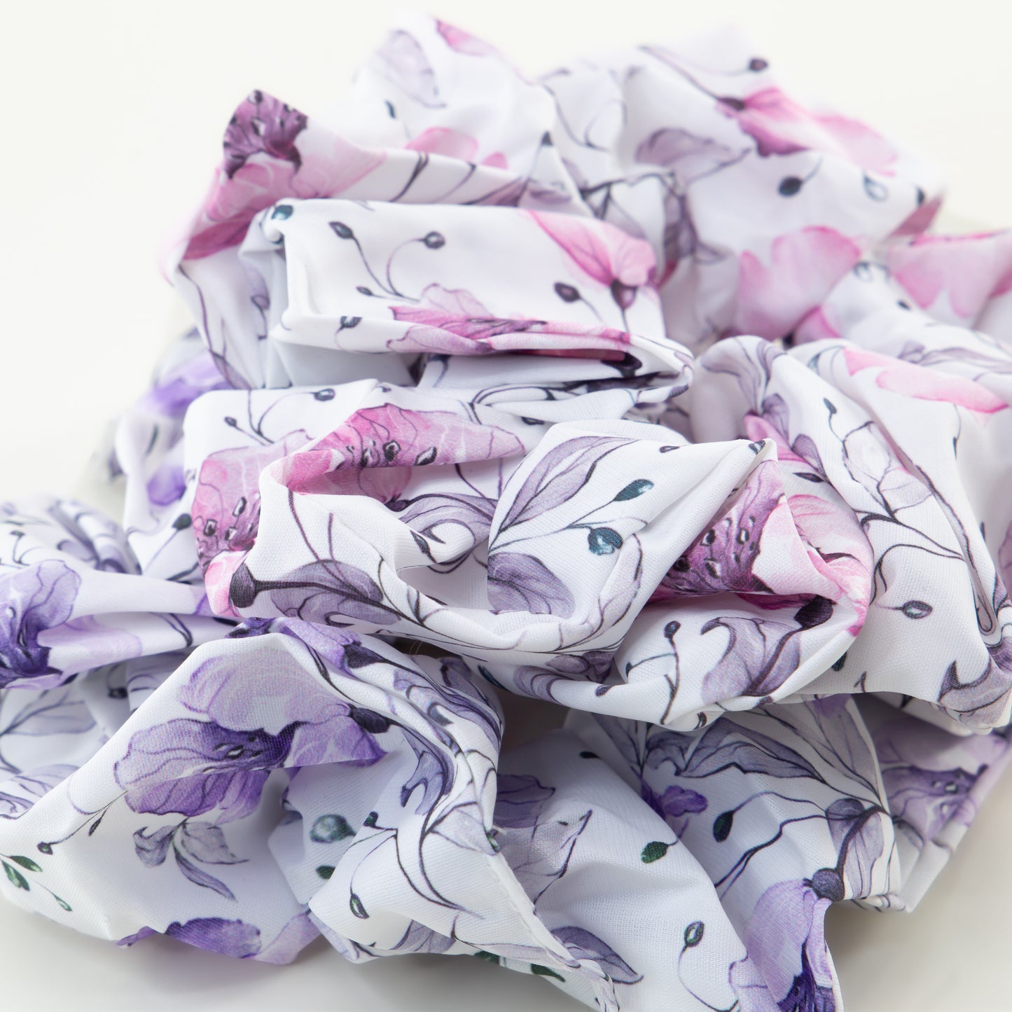 Elastice de păr tip scrunchie Flora, grosime 5 cm, set 2 buc - Roz, Mov