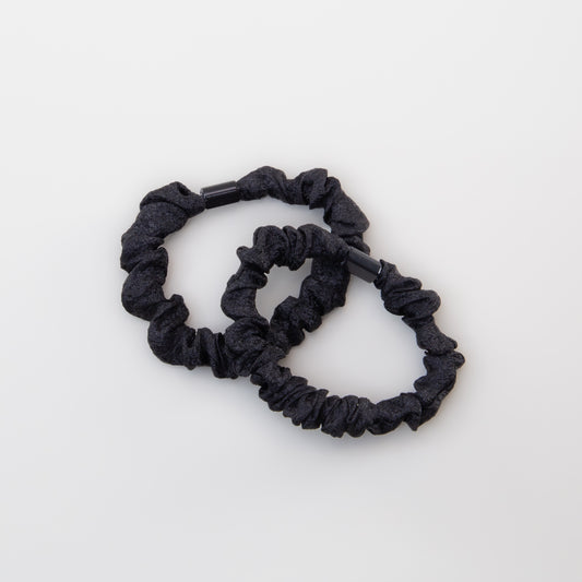 Elastice de păr tip scrunchie Forest Magic, grosime 1 cm, set 2 buc - Negru