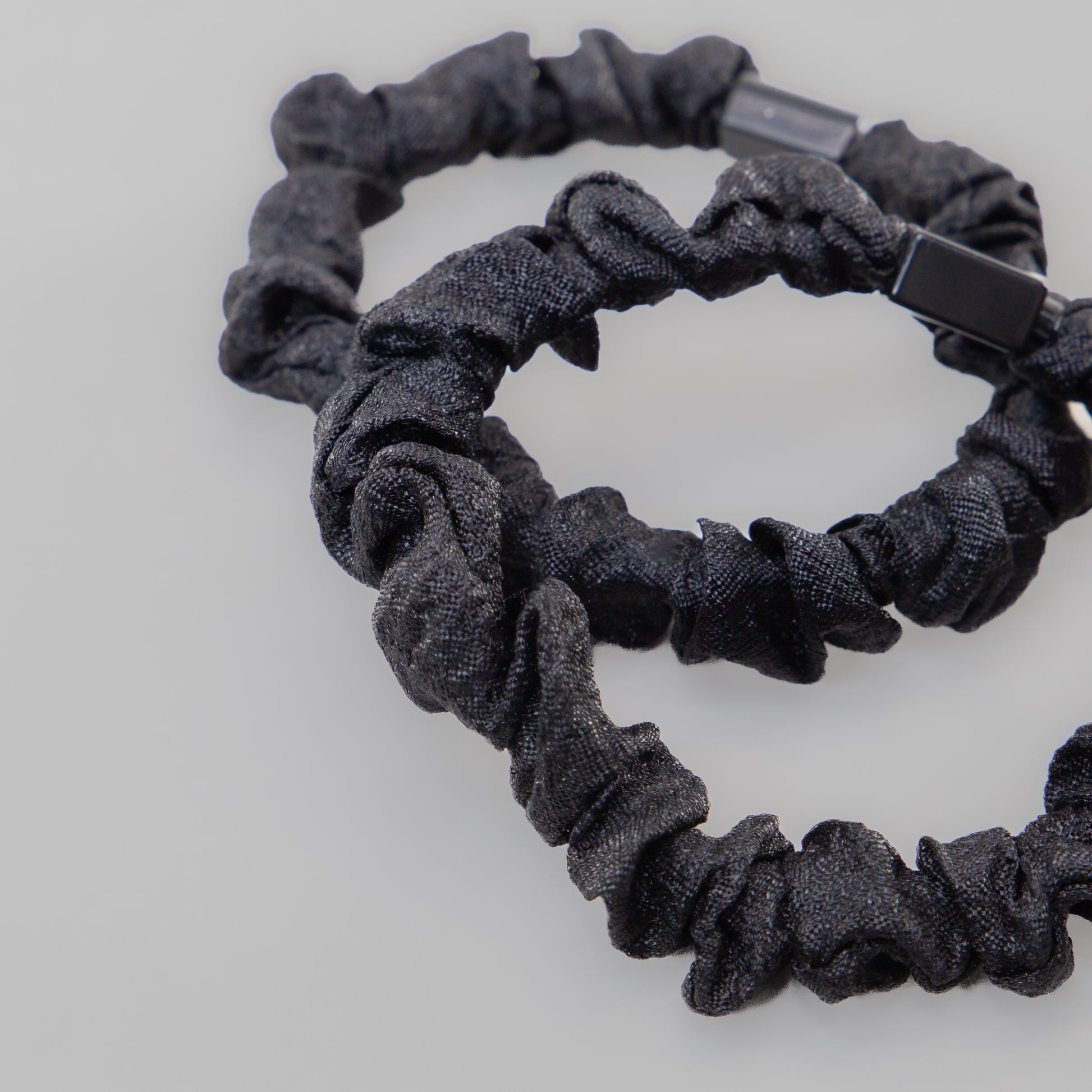 Elastice de păr tip scrunchie Forest Magic, grosime 1 cm, set 2 buc - Negru