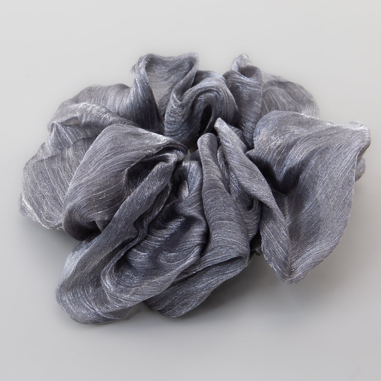 Elastice de păr tip scrunchie Lunaria cu aspect de organza, grosime 5 cm - Gri