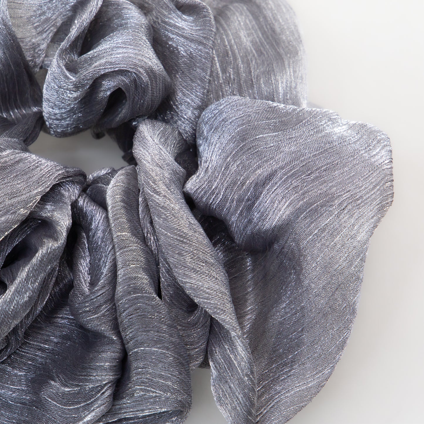 Elastice de păr tip scrunchie Lunaria cu aspect de organza, grosime 5 cm - Gri
