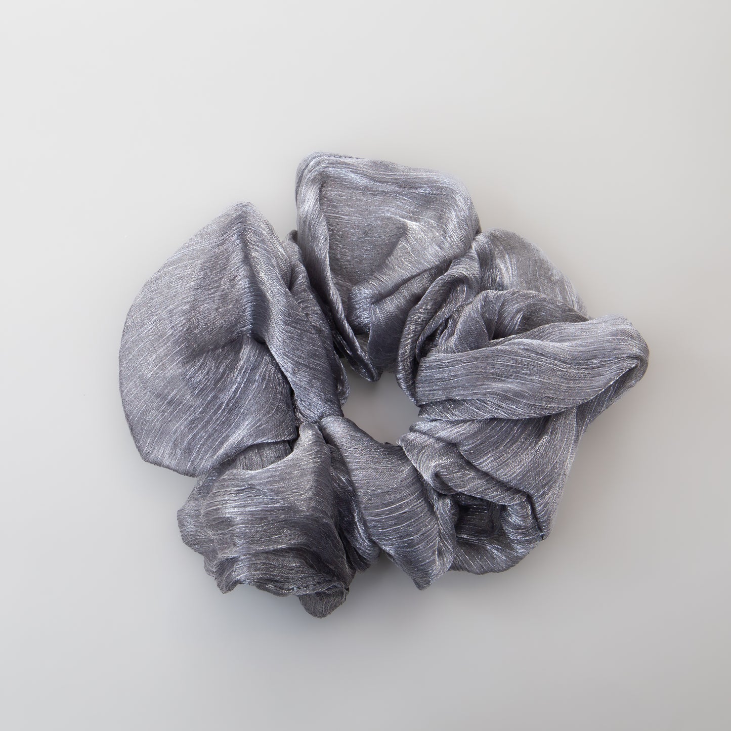 Elastice de păr tip scrunchie Lunaria cu aspect de organza, grosime 5 cm - Gri