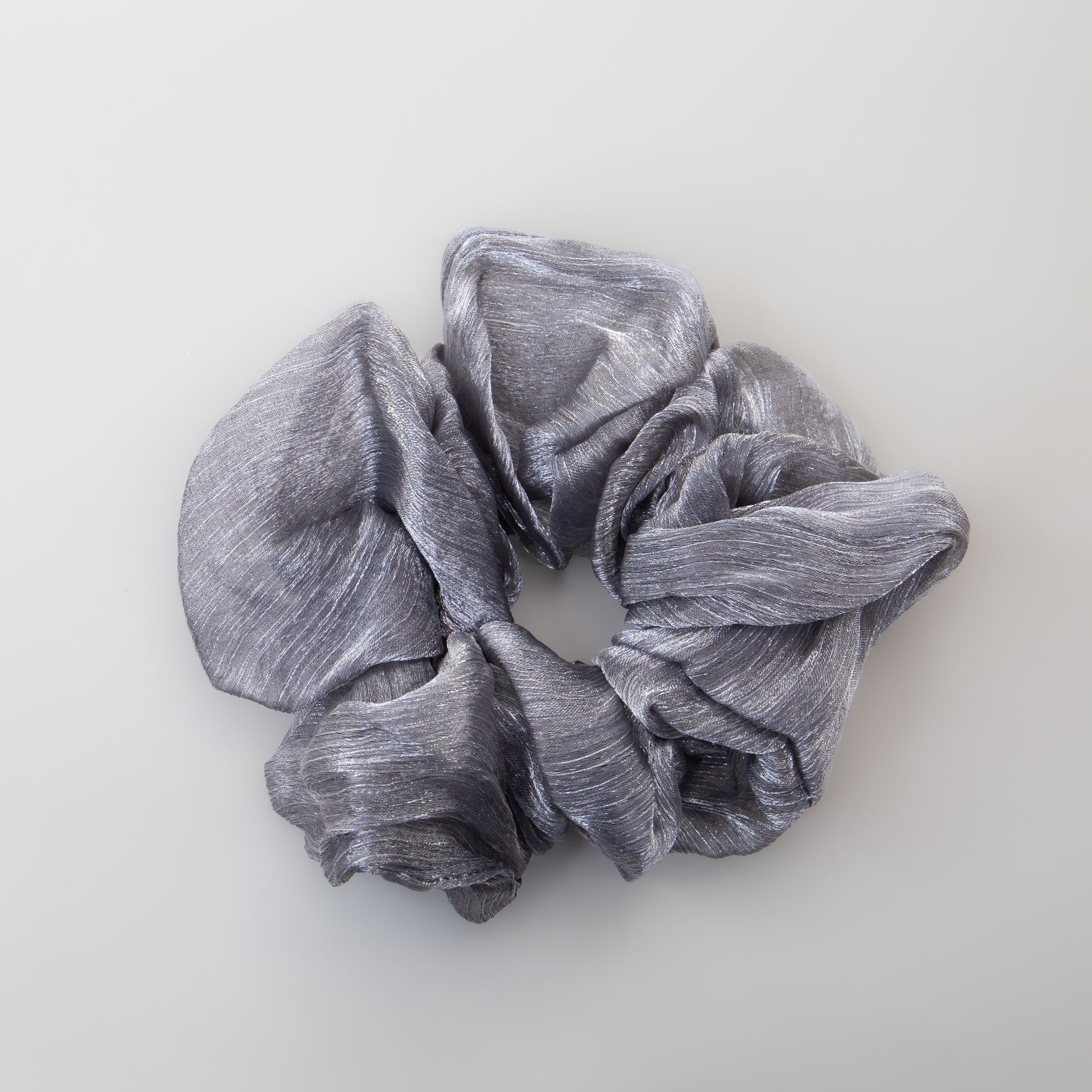Elastice de păr tip scrunchie Lunaria cu aspect de organza, grosime 5 cm - Gri
