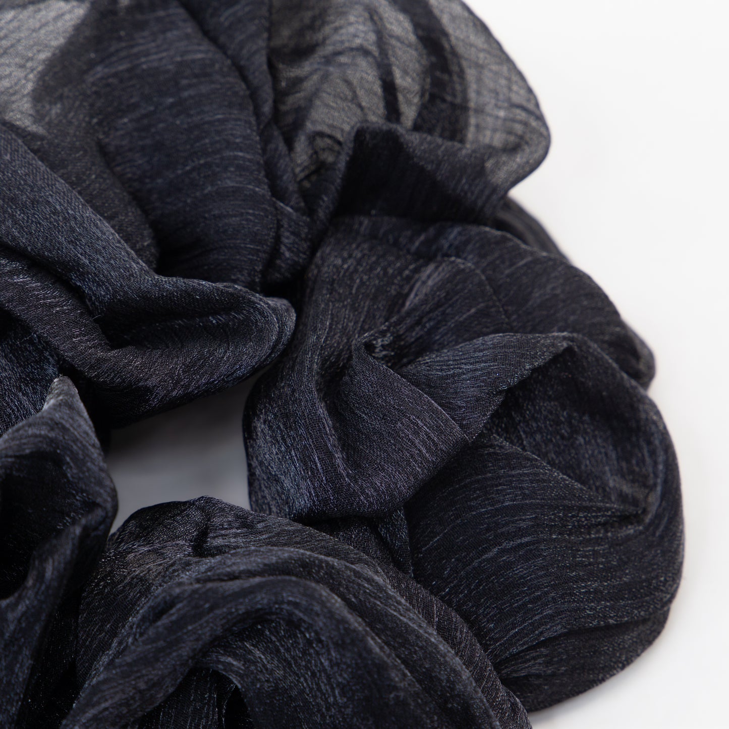 Elastice de păr tip scrunchie Lunaria cu aspect de organza, grosime 5 cm - Negru