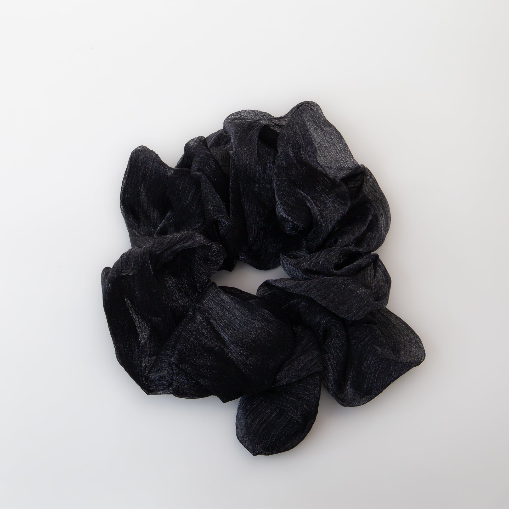 Elastice de păr tip scrunchie Lunaria cu aspect de organza, grosime 5 cm - Negru