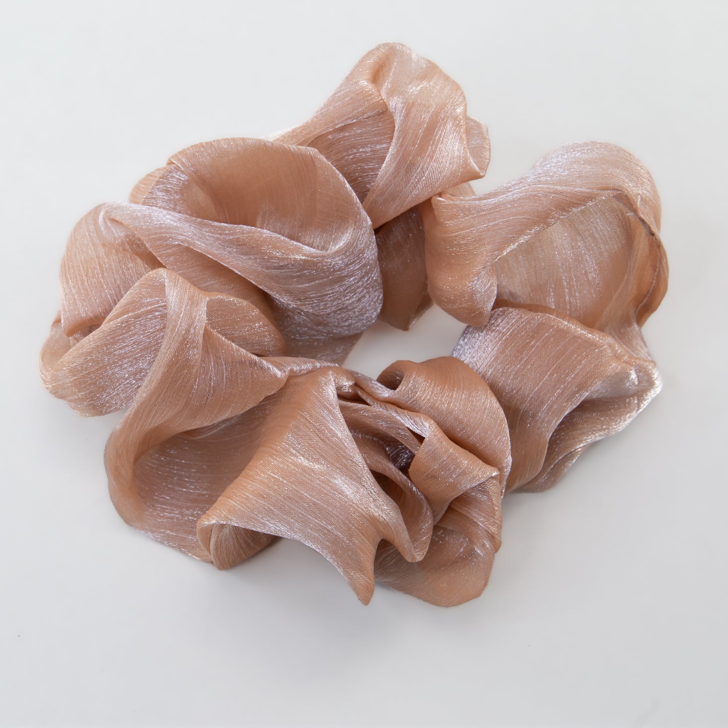 Elastice de păr tip scrunchie Lunaria cu aspect de organza, grosime 5 cm - Roz