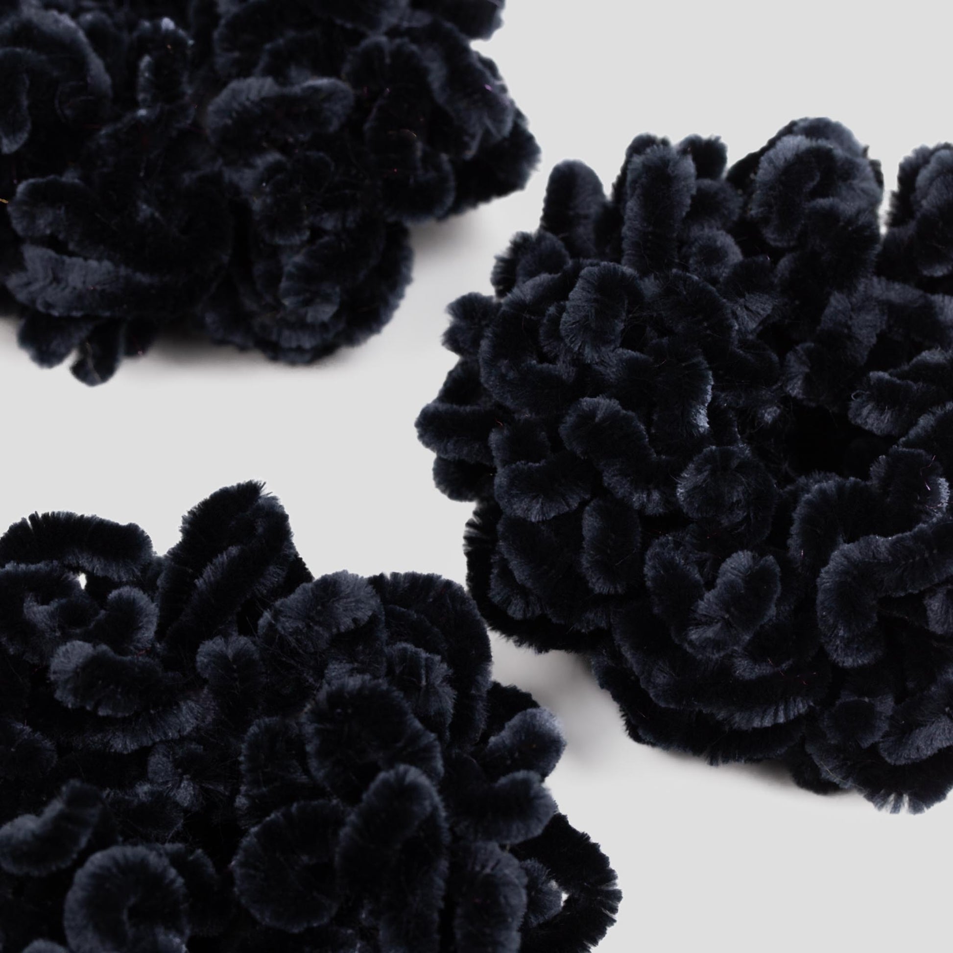 Elastice de păr tip scrunchie mari și pufoase, grosime 4,5 cm, set 2 buc - Negru