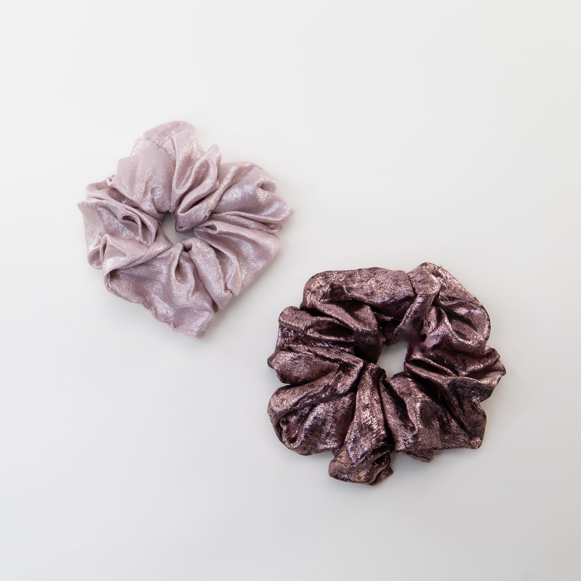 Elastice de păr tip scrunchie Shiny Mood cu efect lucios, grosime 5 cm, set 2 buc - Roz