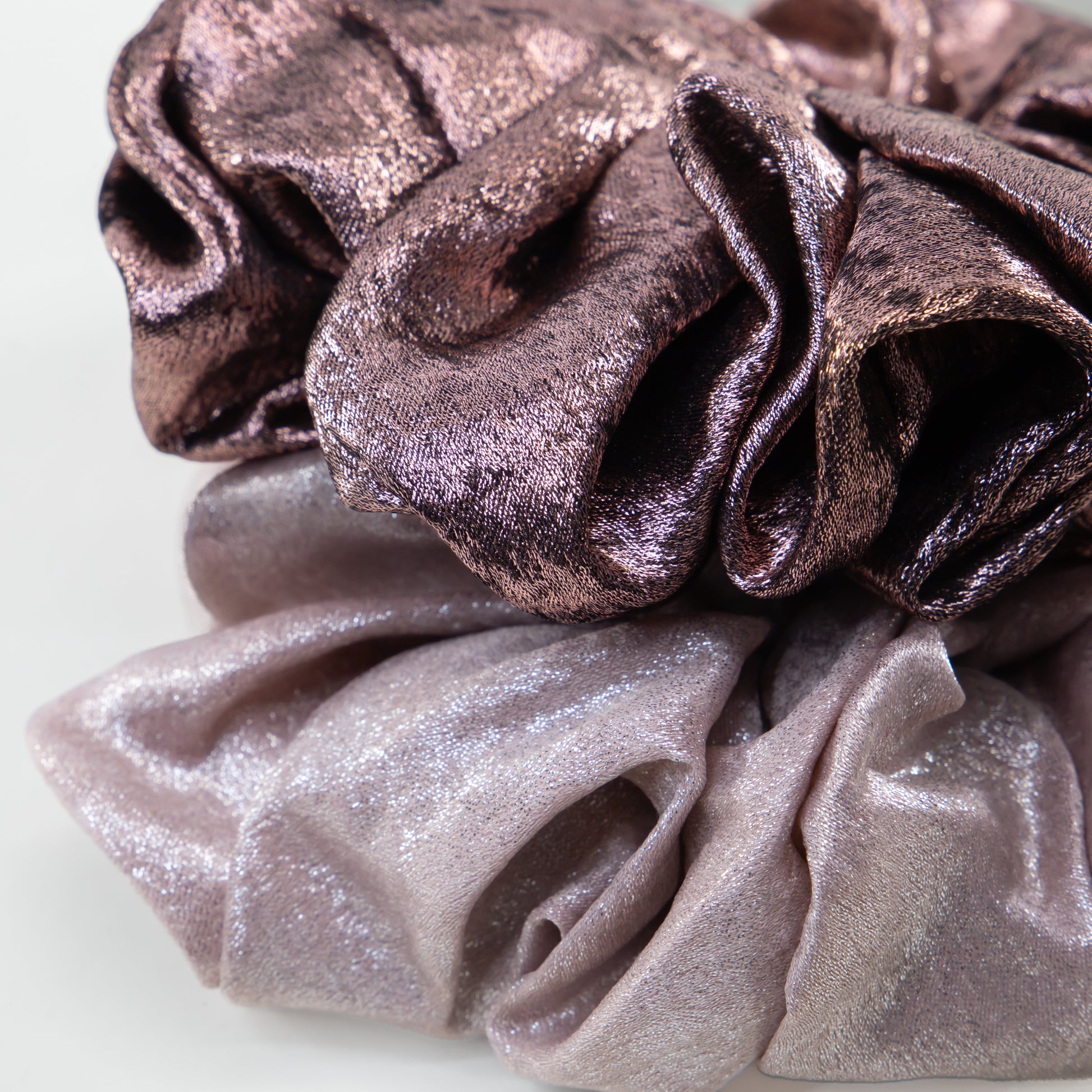 Elastice de păr tip scrunchie Shiny Mood cu efect lucios, grosime 5 cm, set 2 buc - Roz