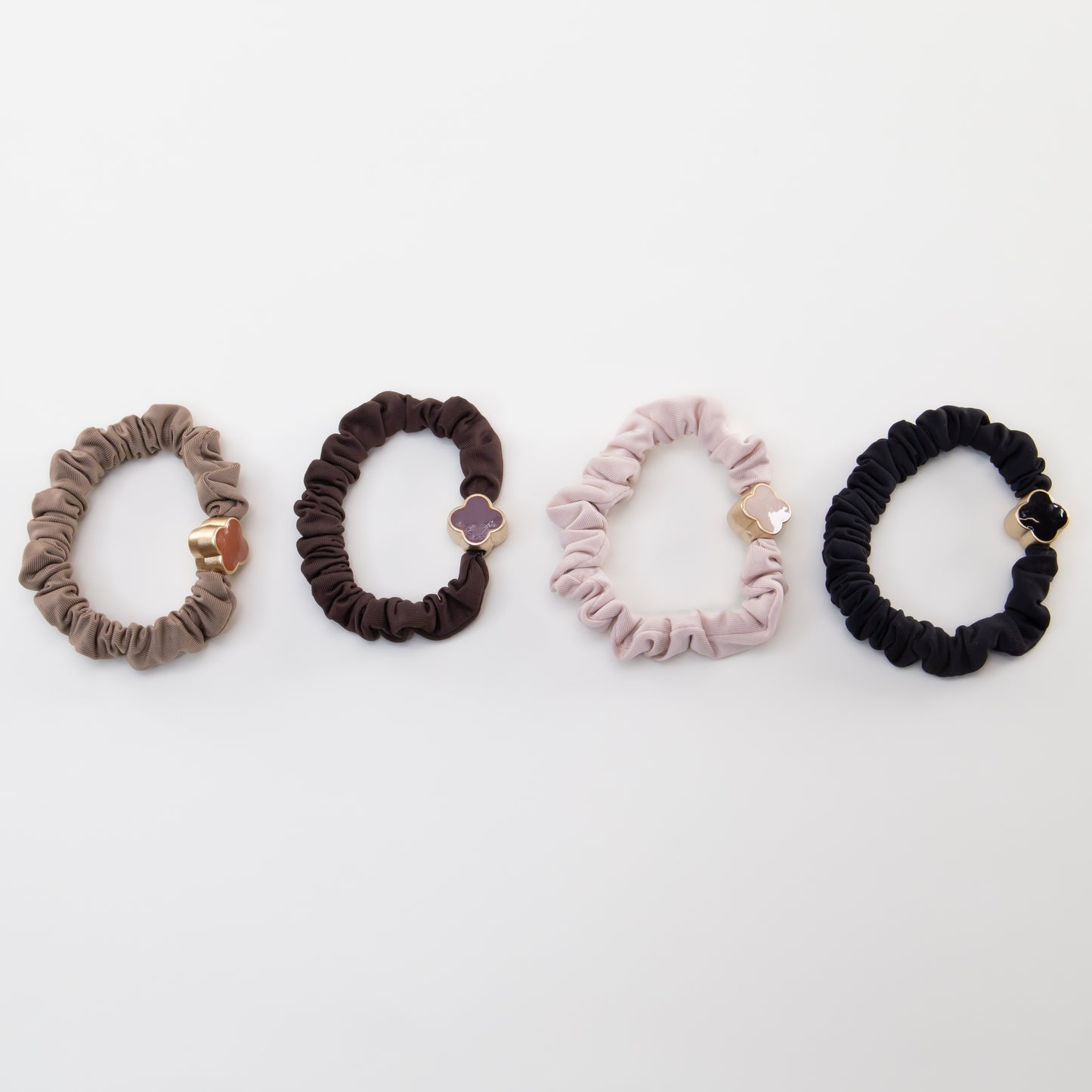Elastice de păr tip scrunchie Soft Clasic grosime 1 cm, set 4 buc - Maro, Negru