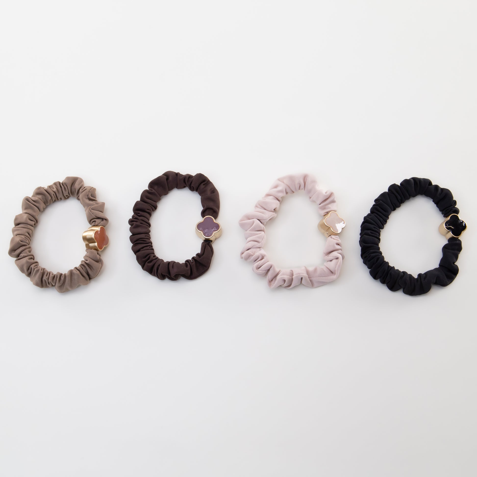 Elastice de păr tip scrunchie Soft Clasic grosime 1 cm, set 4 buc - Maro, Negru