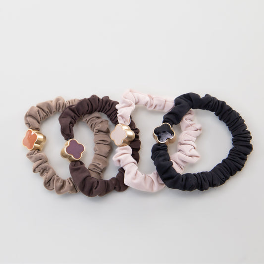 Elastice de păr tip scrunchie Soft Clasic grosime 1 cm, set 4 buc - Maro, Negru