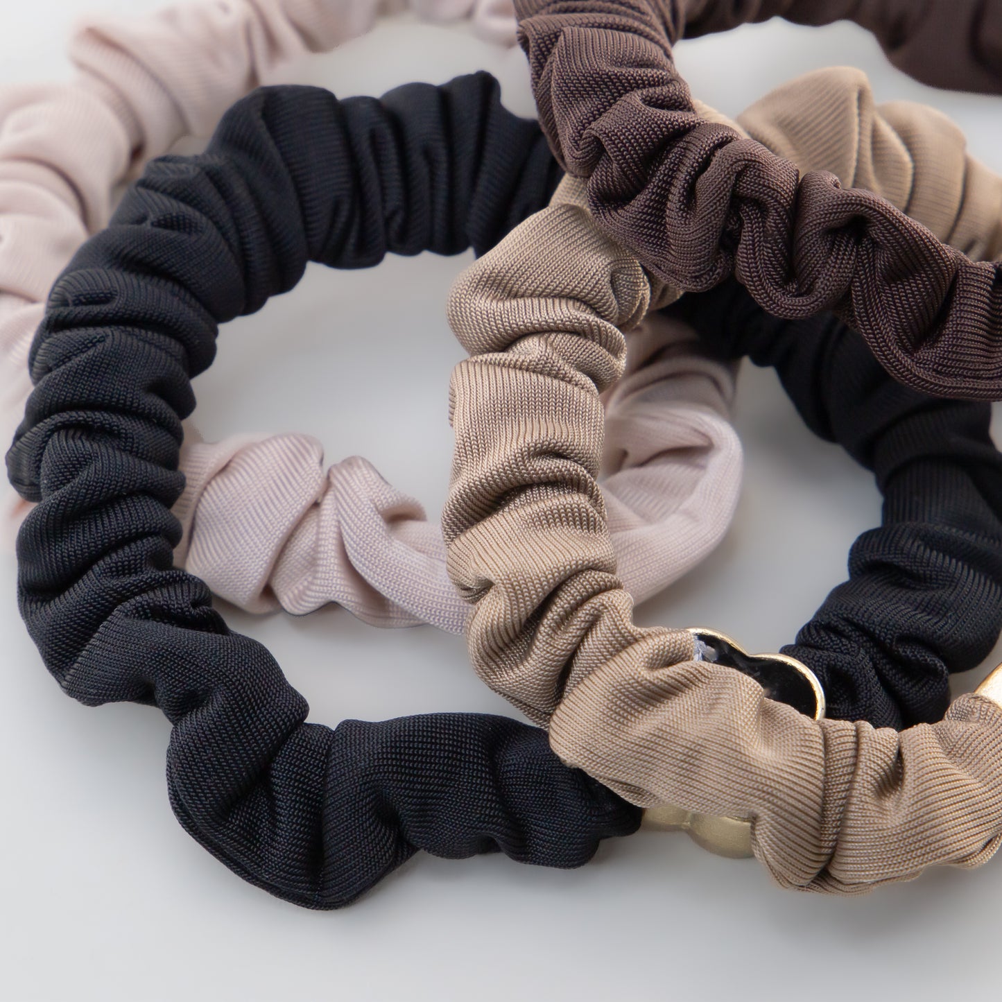 Elastice de păr tip scrunchie Soft Clasic grosime 1 cm, set 4 buc - Maro, Negru