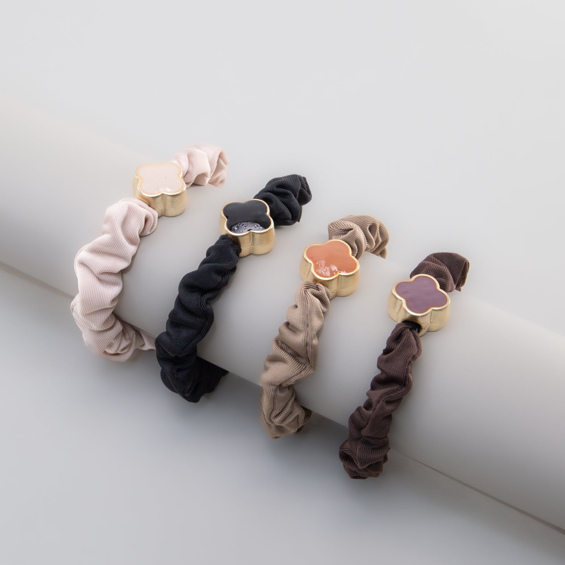 Elastice de păr tip scrunchie Soft Clasic grosime 1 cm, set 4 buc - Maro, Negru