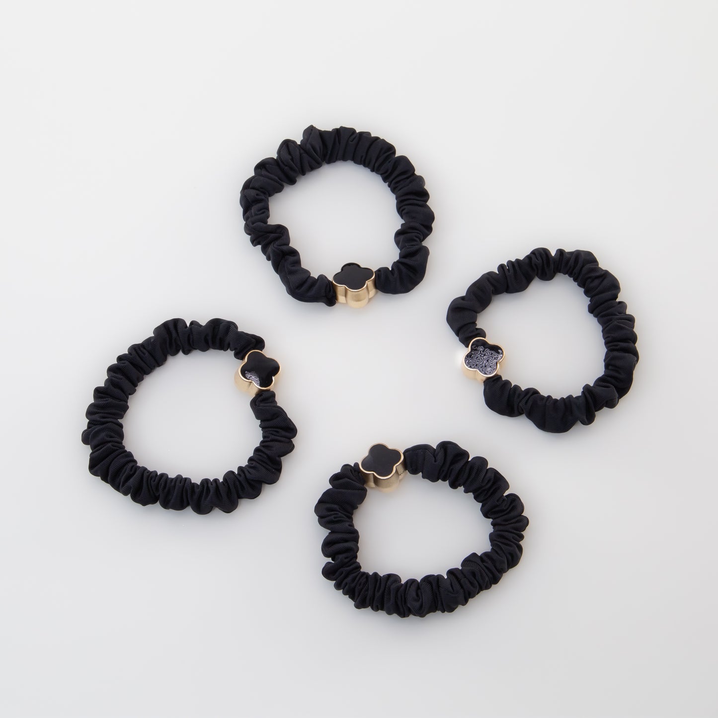 Elastice de păr tip scrunchie Soft Clasic grosime 1 cm, set 4 buc - Negru