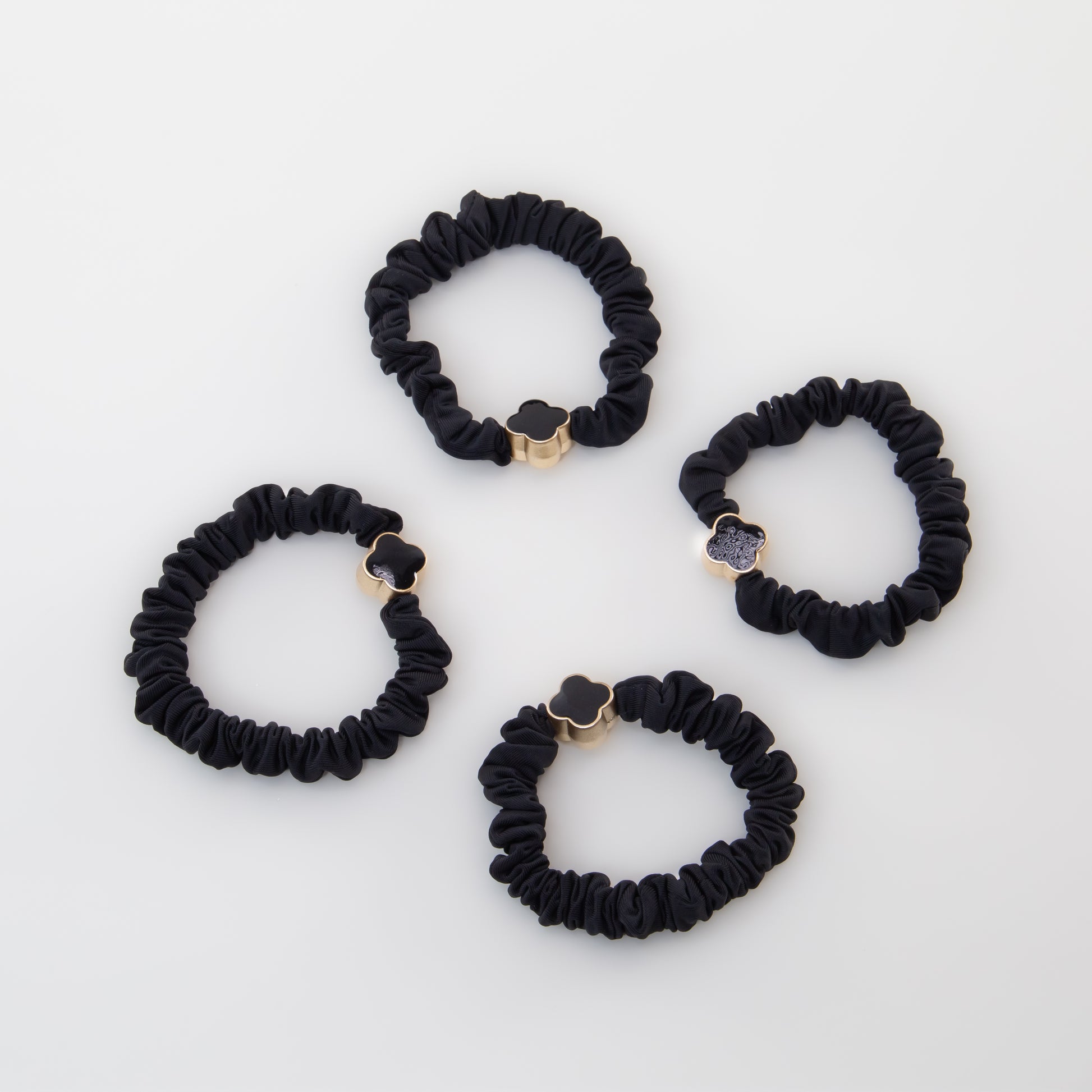 Elastice de păr tip scrunchie Soft Clasic grosime 1 cm, set 4 buc - Negru