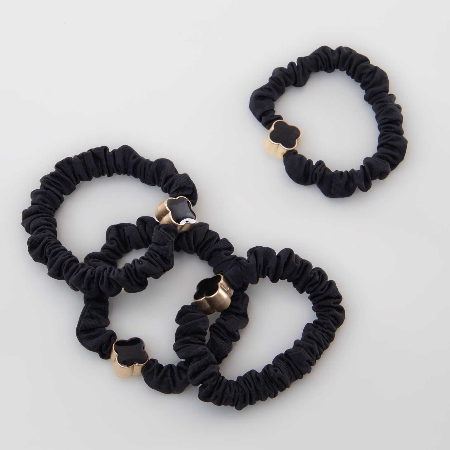 Elastice de păr tip scrunchie Soft Clasic grosime 1 cm, set 4 buc - Negru