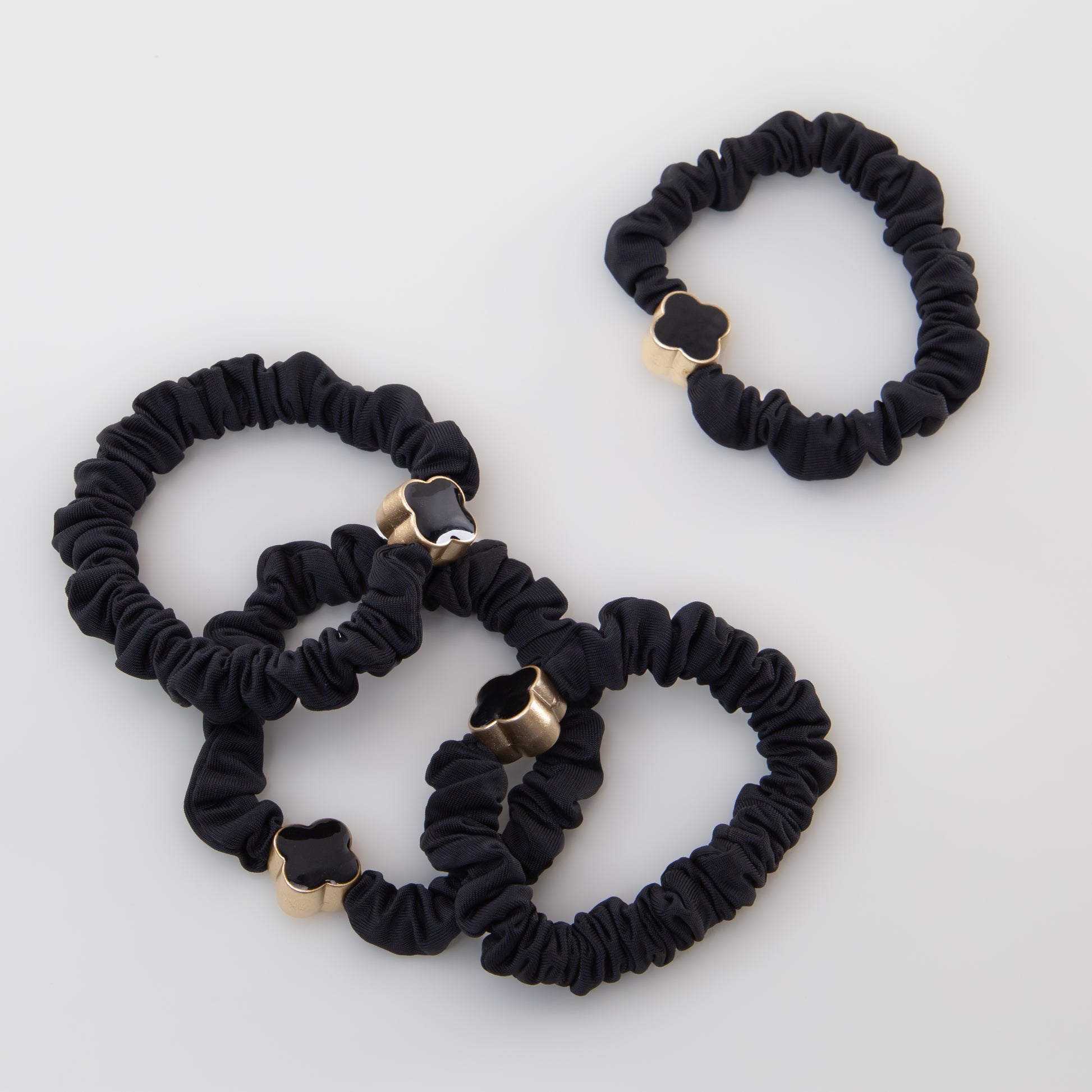 Elastice de păr tip scrunchie Soft Clasic grosime 1 cm, set 4 buc - Negru