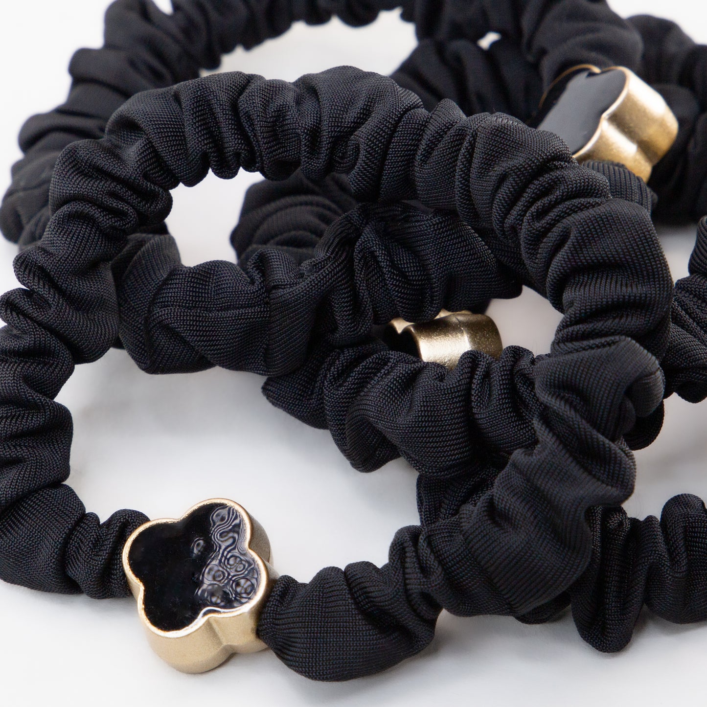 Elastice de păr tip scrunchie Soft Clasic grosime 1 cm, set 4 buc - Negru