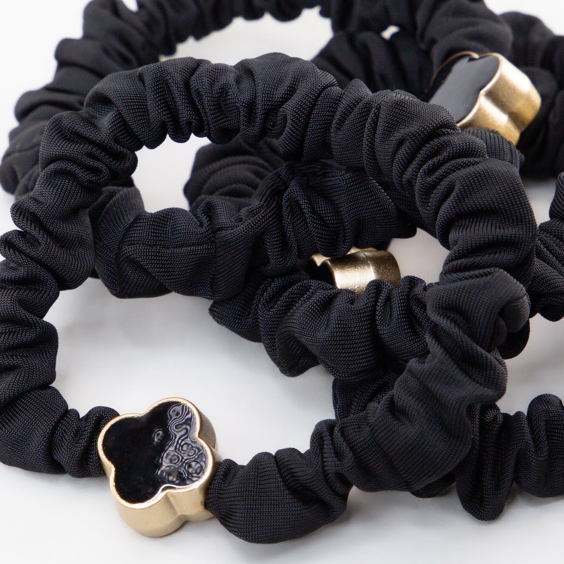 Elastice de păr tip scrunchie Soft Clasic grosime 1 cm, set 4 buc - Negru