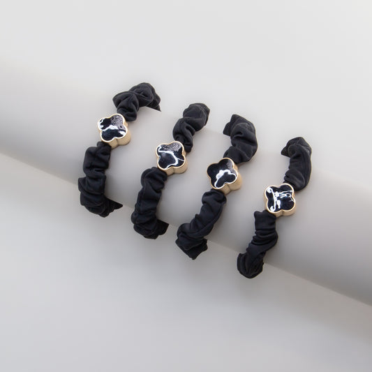 Elastice de păr tip scrunchie Soft Clasic grosime 1 cm, set 4 buc - Negru