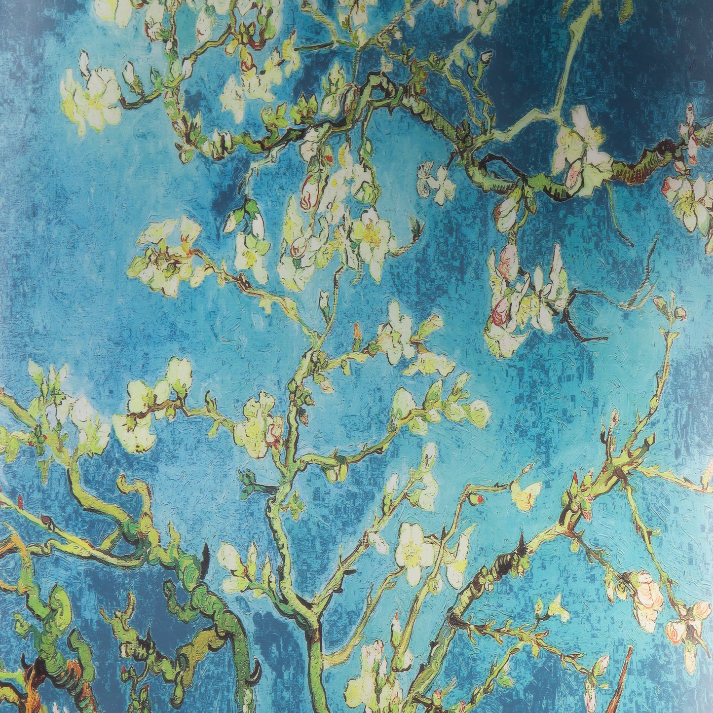 Eșarfă comodă cu efect de mătase, ramuri înflorite, 195 x 62 cm - Albastru, Galben