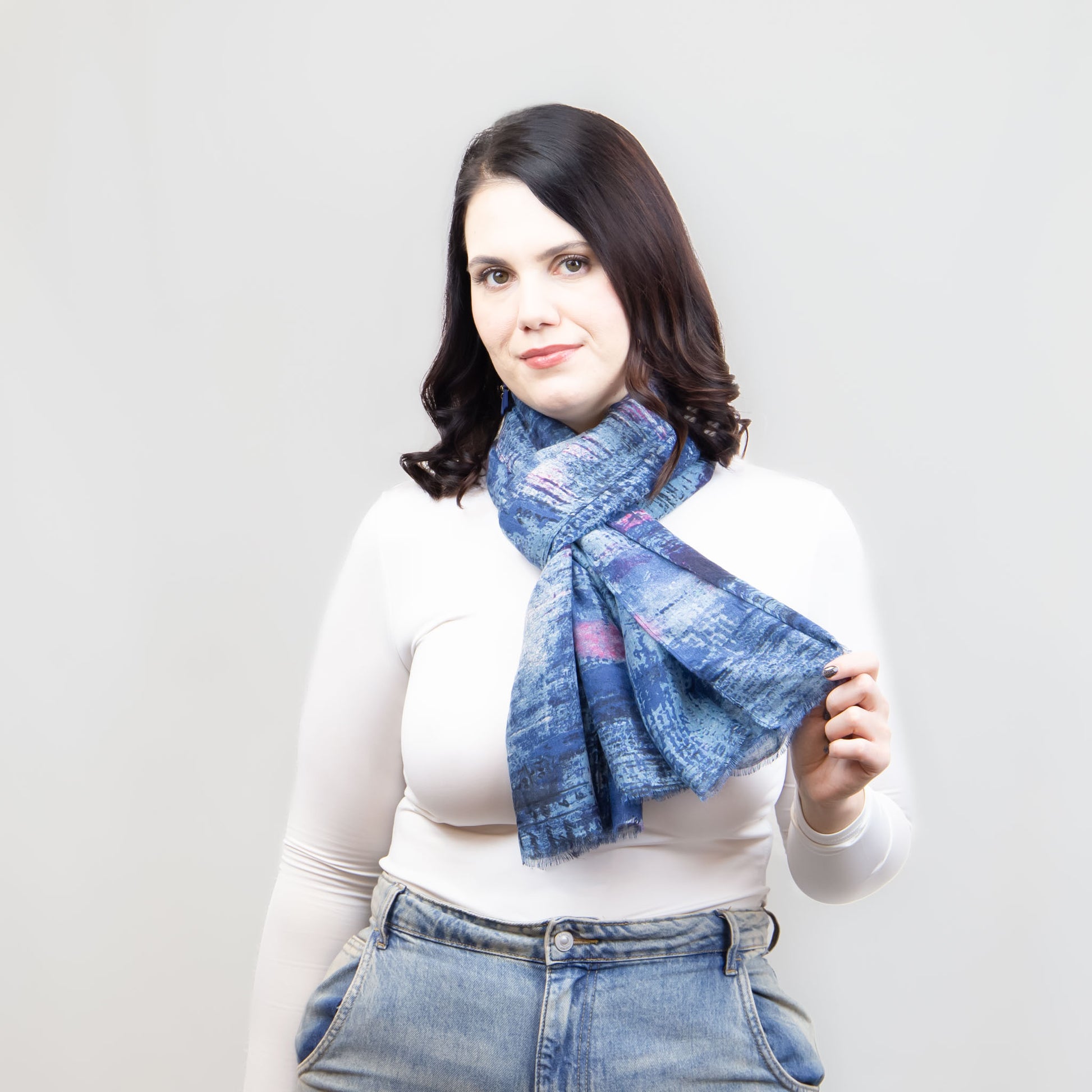 Eșarfă comodă cu imprimeu camo jeans, 180 x 90 cm